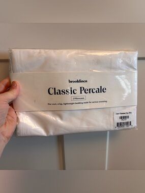 Brooklinen Classic Percale 2 King size White Cotton Pillowcases New In Package